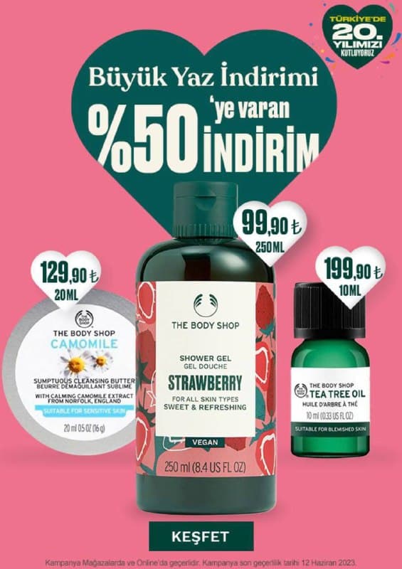 تخفیف ۵۰٪ برند بادی شاپ هم شروع شده .
https://www.thebodyshop.com.tr/…